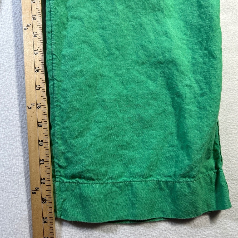 J Jill 100% Linen Cropped Pants Sz M Green Straight Leg Boho Coastal Lagenlook - Picture 7 of 9